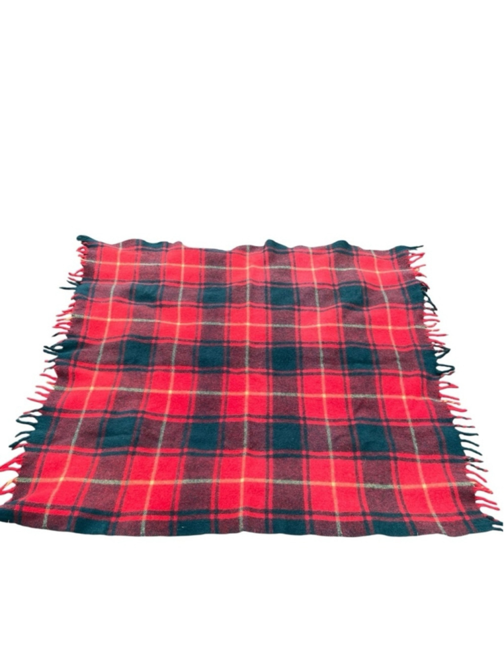OTTAWA VALLEY WOOLENS Wool Tartan Plaid Throw Blanket Orange Green